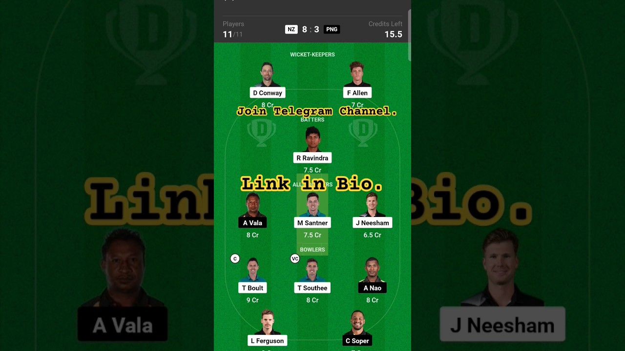 NZ vs PNG dream11 prediction team of today match || New Zealand vs Papua New Guinea || 