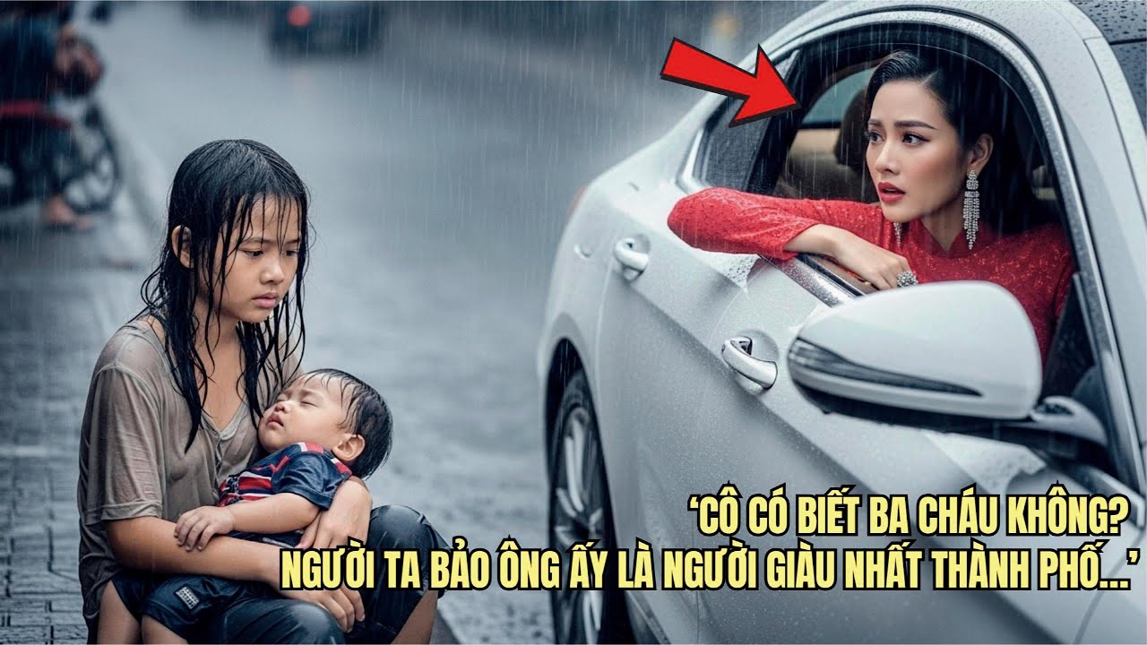Nữ Triệu Phú Dừng Xe Gặp Cô Bé Bán Vé Số Ôm Em Trong Mưa – Lời Nói Khiến Ai Cũng Rơi Lệ