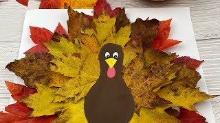 Thanksgiving Craft Turkey made of Leaves #shorts #craftsforkids
