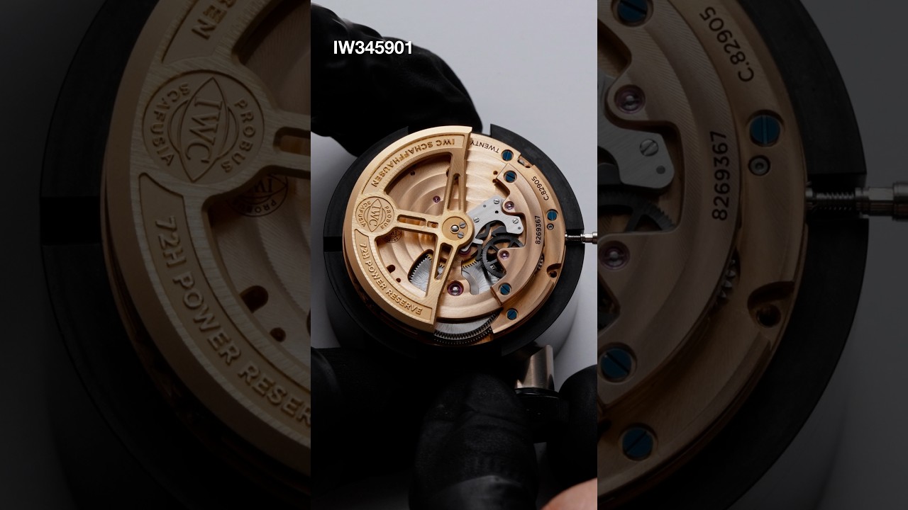 Base movement assembly of the Ingenieur Tourbillon 41 IW345901 in 18-carat 5N gold.