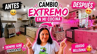 Por fin cumplí mi sueño Transformé mi Cocina en rosa 🩷 y Quedó Bellísima 🥹 El esfuerzo valió la pena