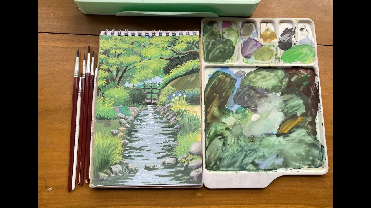 🌿painting a peaceful ghibli style garden│gouache landscape