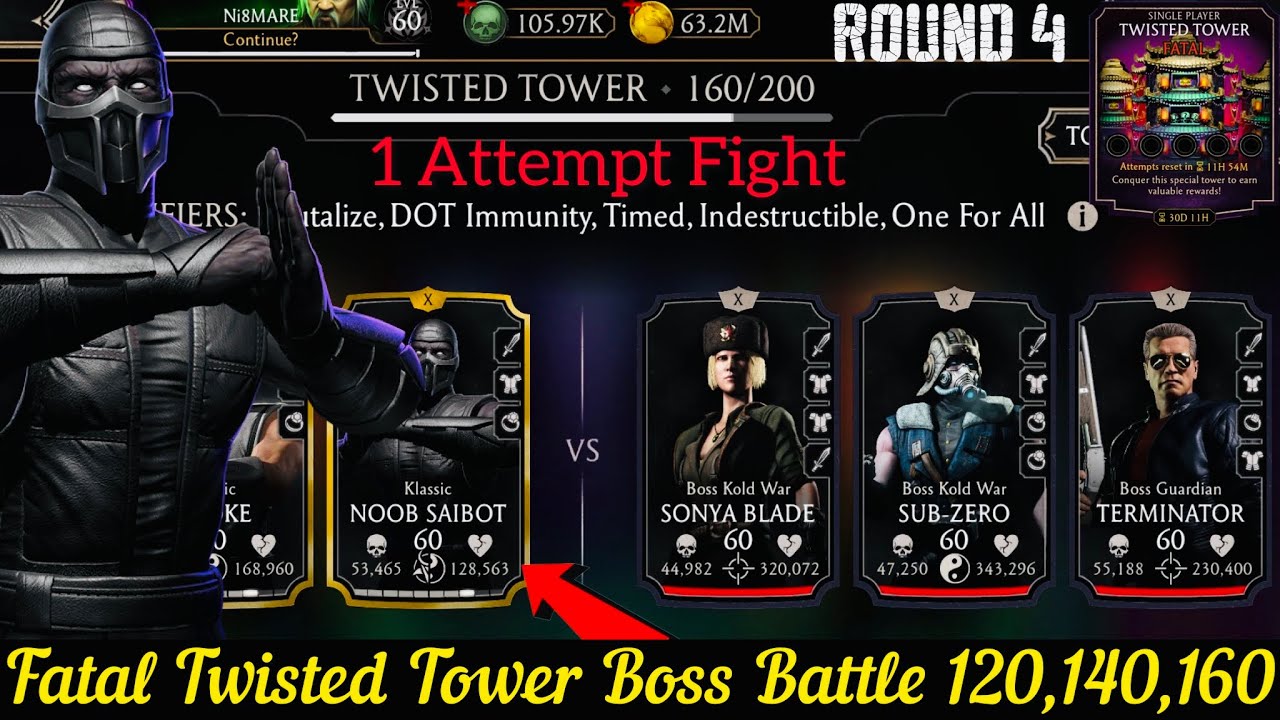Fatal Twisted Tower Bosses Battle 120,140 & 160 Fight + Reward | MK Mobile