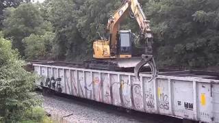 NS MOW train unloading ties in Downtown Abingdon, VA.