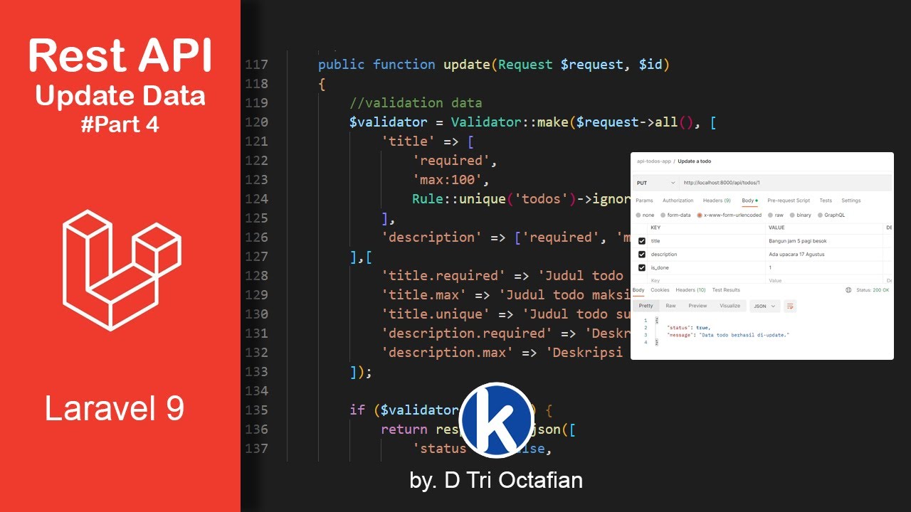 Rest API with Laravel 9: Update Data (Part 4) - YouTube