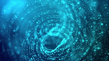 blue green abstract background with distorted rotating particle tunnel lines