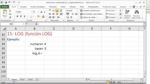 Excel funcion log (logaritmo de un número con respecto a una base)