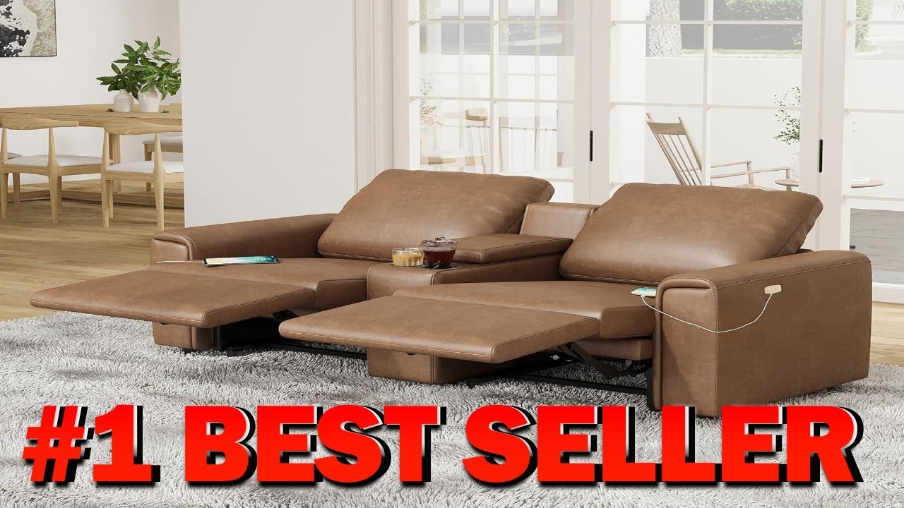 AMERLIFE Power Reclining Sectional Sofa with Console Dual Recliner Thick Armrest Lovese - B0DCQ32YKC