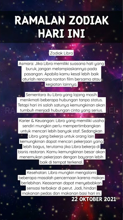 RAMALAN ZODIAK LIBRA HARI INI