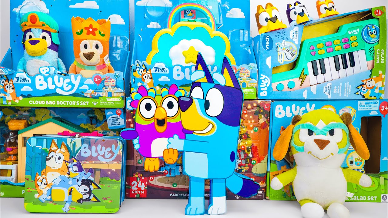 Bluey Toy Collection Unboxing Review 💚 Mystery Bluey and Chattermax  Box & Bluey Honey Plush Toy