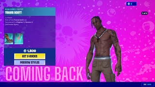 TRAVIS SCOTT SKIN RETURN RELEASE DATE in Fortnite Item Shop! (Travis Scott Skin Coming Back)