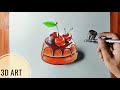 3d art  how to draw a cake drawing  that looks like real object 