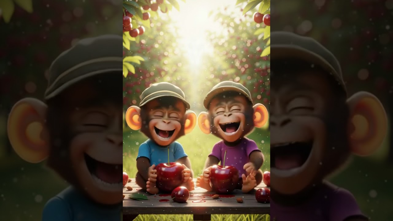 AI monkey eating cherries is too cute 🍒🐒 