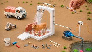 Mini Brick Cow Shower with Full Water Supply | Village Construction Project