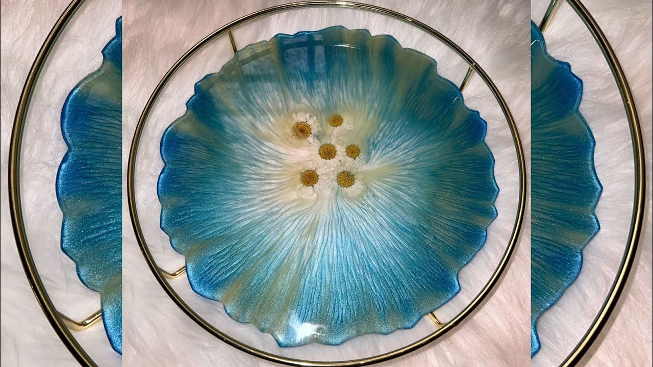 صواني ريزن بالورد الأبيض-Resin trays with white flowers