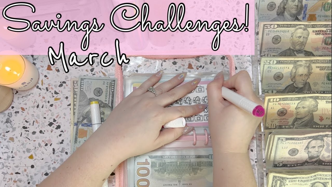 MARCH SAVINGS CHALLENGES | Cash Stuffing $1945 in Savings + Sinking Funds!