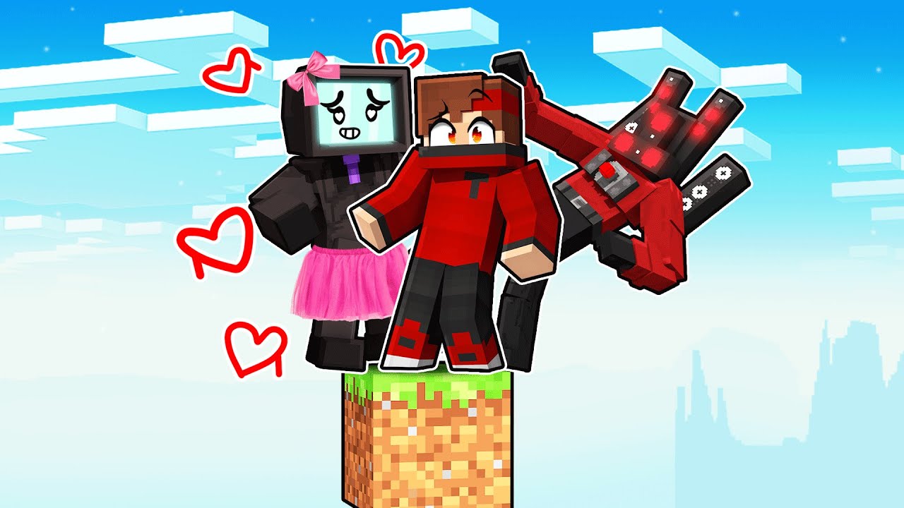 COINCÉ SUR UN BLOCK AVEC TITAN SPEAKERMAN ET TV WOMAN SUR MINECRAFT !