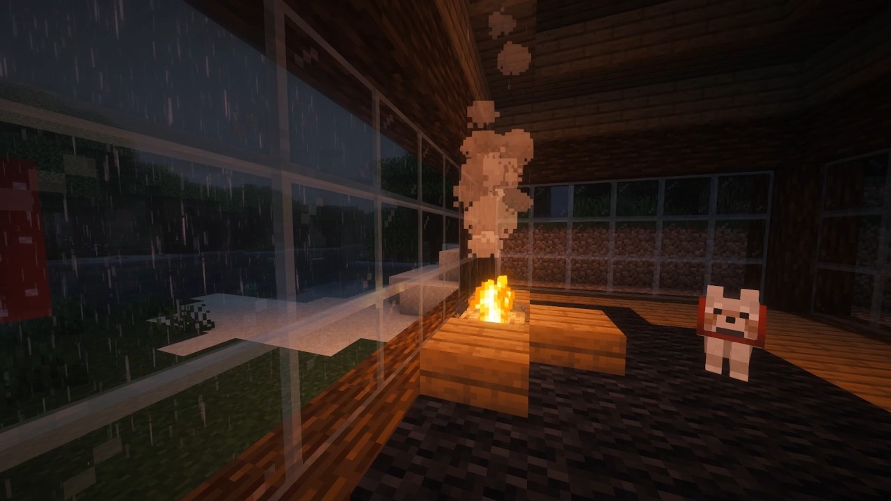 The Perfect Storm ⛈️ Minecraft Rain & Crackling Fire (10 Hours)