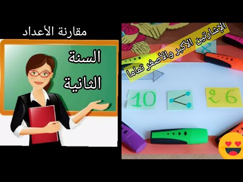 السنة الثانية ابتدائي مقارنة الأعداد بوضع الاشارتين الأكبر والأصغر تماما