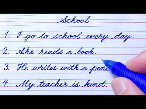 Cursive Writing Practice | 10 Simple English Sentences about School | Cursive Handwriting Practice