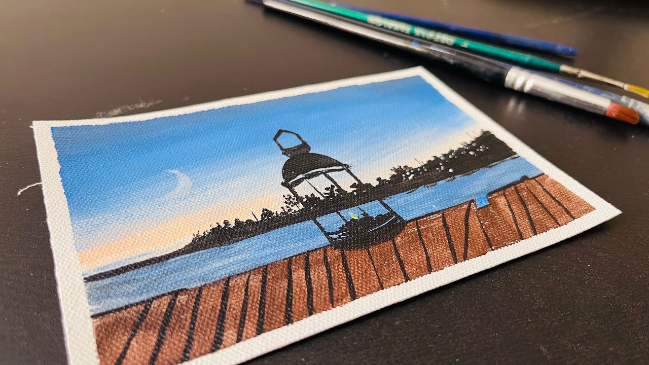 Step-by-Step Acrylic Painting Tutorial: Easy and Simple Moonlit Evening ...