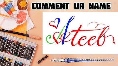Ateeb Name Signature Calligraphy Status | How to Draw, Cursive Calligraphy with Cut Marker