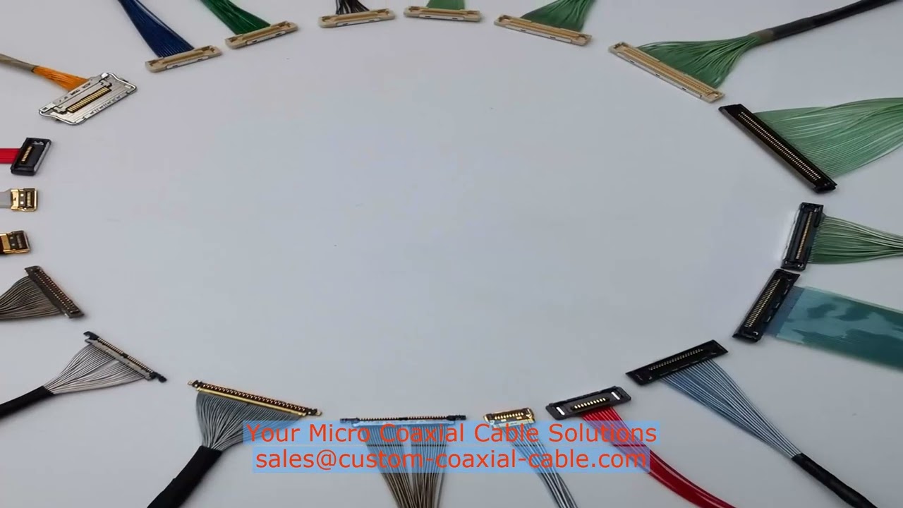 fine pitch mini coaxial cable harnesses IPEX 20848-040T-01 Flexible Micro Coaxial Cables Pneumatic T