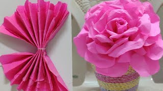 DIY Giant paper flower tutorial in lockdown with Crepe paper, Handmade,Easy and Simple@Papersai arts screenshot 5