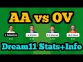 AA vs OV Dream11|AA vs OV Dream11 Prediction|AA vs OV Dream11 Team|