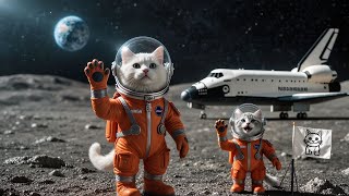 Mama Cat And Kittens Moon Mission Space Adventure