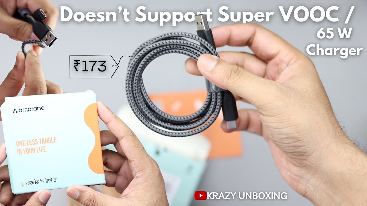 Ambrane Unbreakable 3A Fast Charging 1.5m Braided Type C Cable 480Mbps Data Sync | Quick Charge 3.0