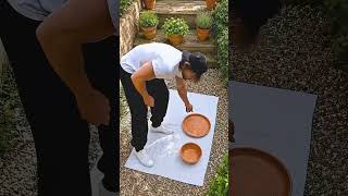 Make unique DIY flower pots with broken glass shards and cement!#diycrafts