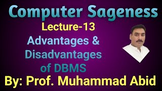 Advantages of DBMS || Disadvantages of DBMS || Lecture-13 || Urdu Hindi