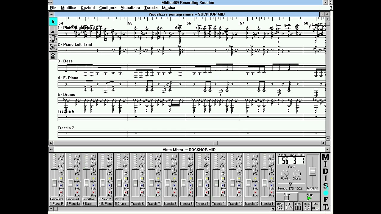 Midisoft Recording Session - SOCKHOP.MID - Real time score