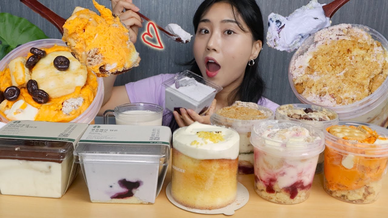 MUKBANG) 숟가락 하나만 있다면 난 어디든 갈 수 있어..🍰🥄떠먹는 케이크 먹방 빵푸딩+스타벅스 티라미수 Cake asmr dessert eating