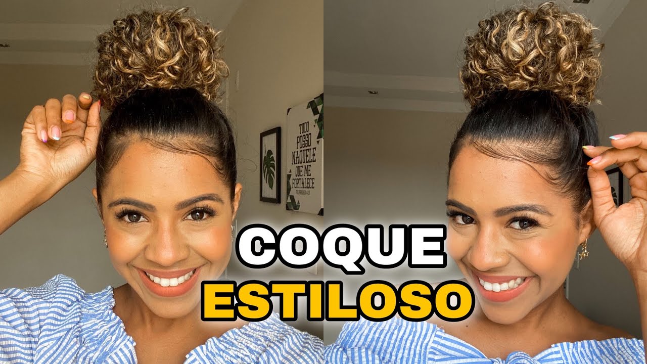 COMO FAZER O COQUE ESTILOSO DAS CACHEADAS super fácil e rápido - YouTube