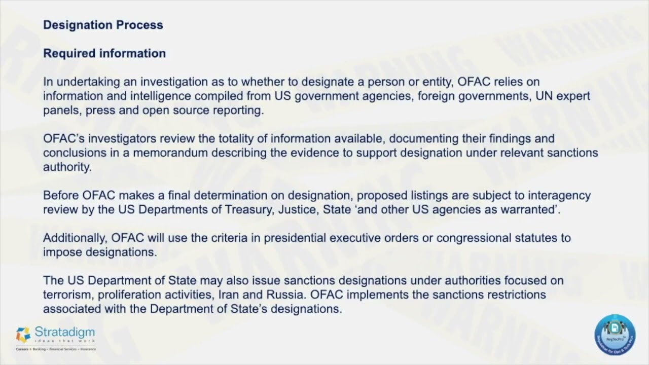 Sanction : Designation Process