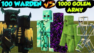 100 Warden Vs 1000 Golems | Minecraft (Hindi)