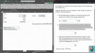 Stats 243 = HW 7.3.8 = Sampling Distributions = Proportions Using Normal Distribution In Excel