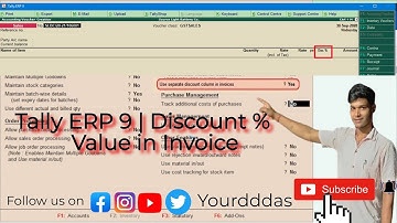 Tally ERP 9 | Discount Value in Invoice / Separate discount column while invoicing