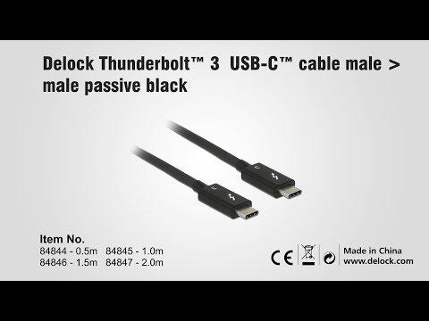 Delock 84844 Thunderbolt™ 3  USB-C™ cable male  male passive black