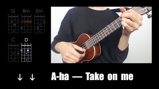 Video thumbnail of "A-ha — Take on me (ukulele tutorial / укулеле разбор)"