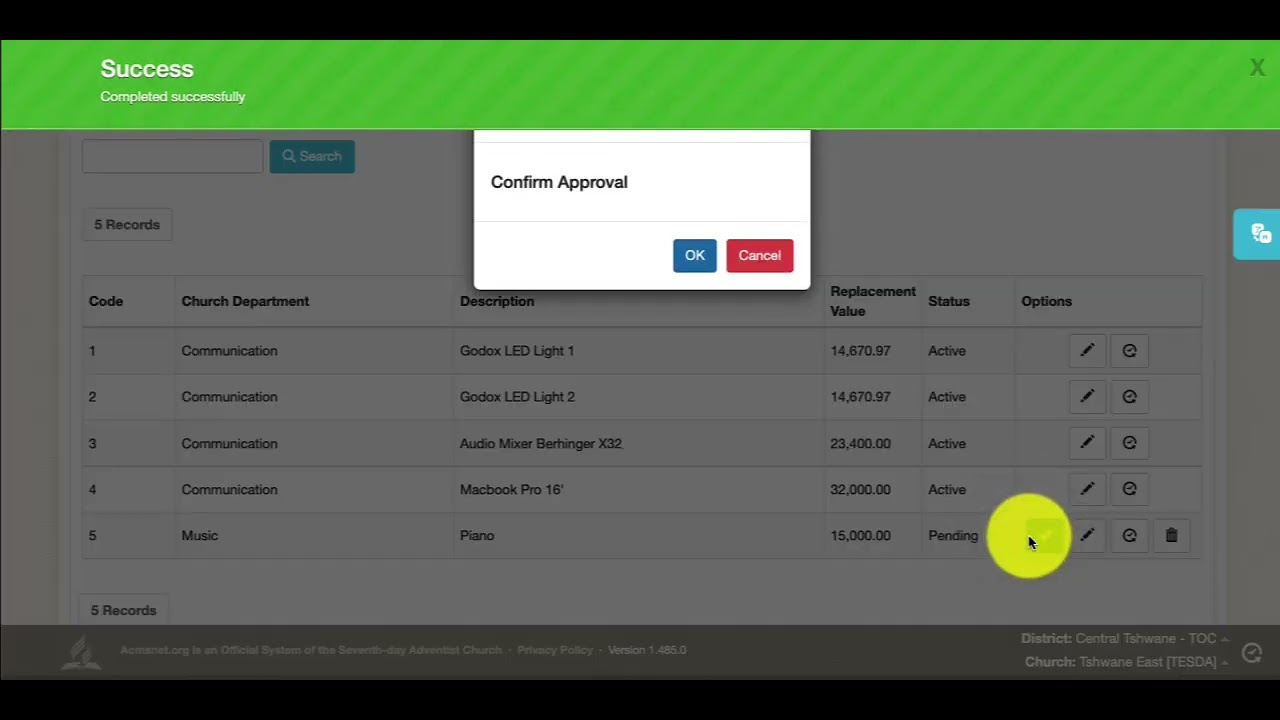 How to add church property and equipment in ACMS - YouTube