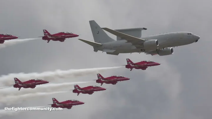 (4K) RIAT25 E-7 WEDGETAIL & RED ARROWS. Royal International Air Tattoo 2025. Royal Air Force RAF