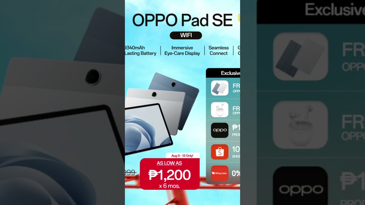 OPPO Pad SE WiFi | 9340mAh Battery | Immersive Eye-Care Display