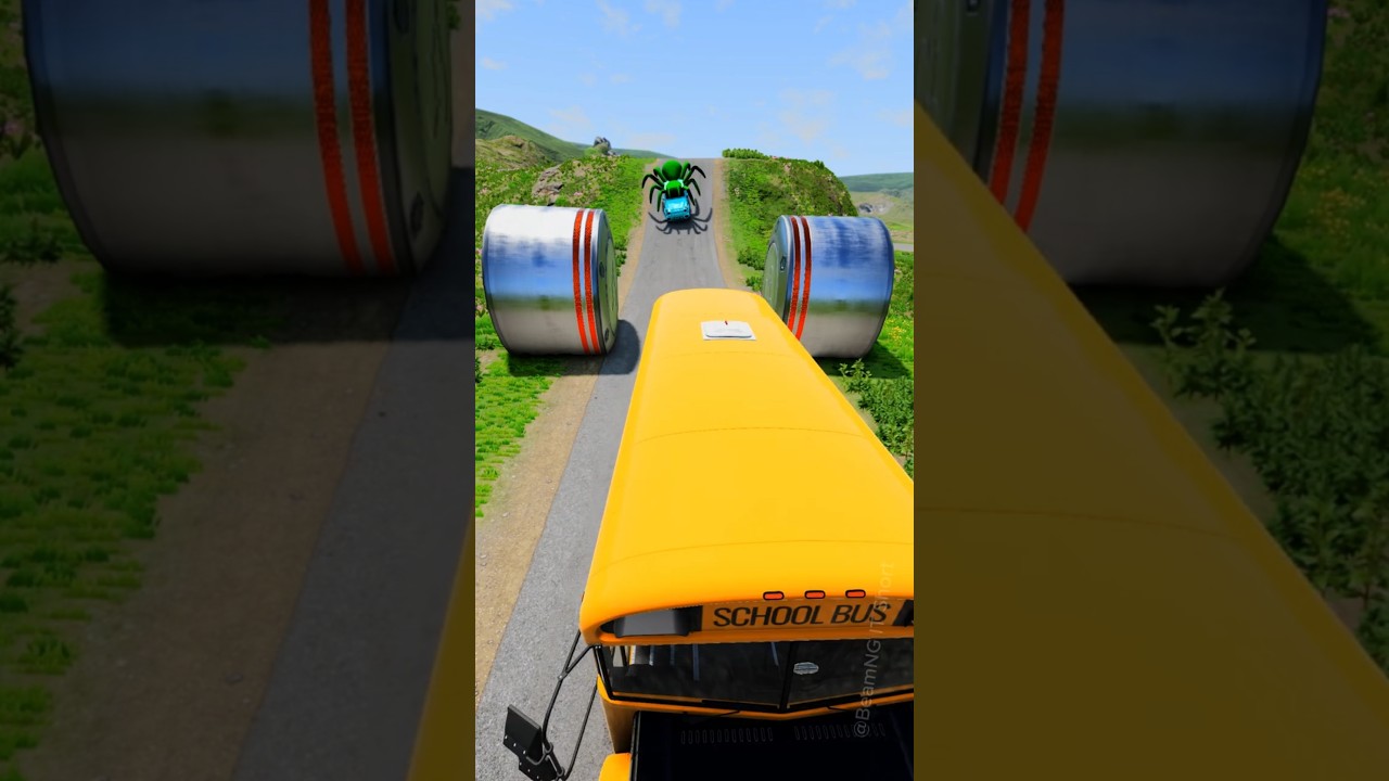 car bus vs car spider? which car will win? 