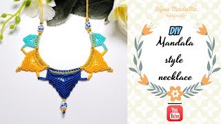 DIY mandala style macrame necklace | Macrame necklace tutorial | Macrame jewelry
