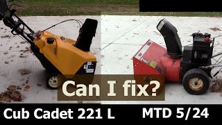 Cub Cadet 221L Snowblower repair and startup of MTD 5/24.  Both snowblowers haven't started forever.