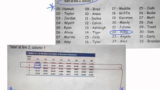 Stats random table of numbers