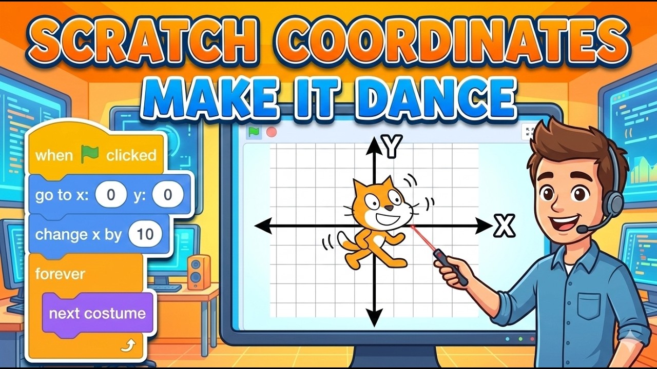 Scratch for Kids: How to Use Coordinates and Make a Sprite Dance - YouTube